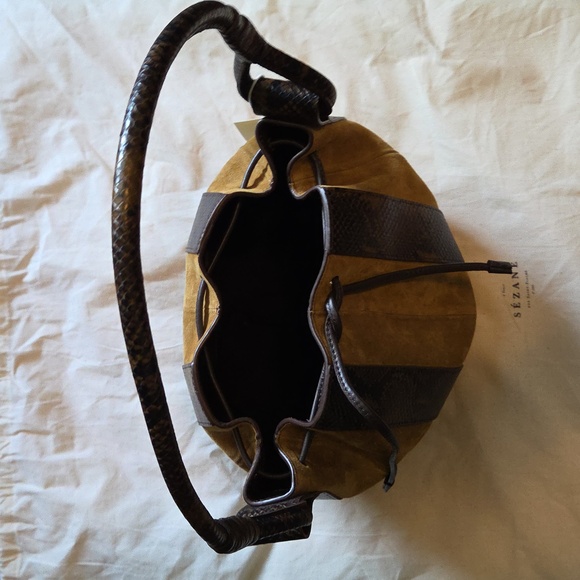 Nwt! Sezane Lola Bucket Bag Multiclored Phyton Print - Picture 6 of 14